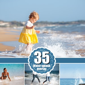 35 water splash photo Overlays, Photography Overlays, Photoshop overlay, summer splatter river ocean sea overlay, Digital Download, png image 1