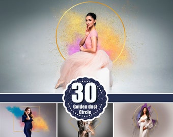 30 Dust Ring Circle Overlays, maternity rings, gold ring circle, shine ring effect, Background, Digital Backdrop, png