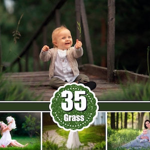 35 Grass Photoshop Overlays, digital background, Photo Prop, green summer spring overlay, Shooting through the grass, &quot;In the Grass&quot;, png