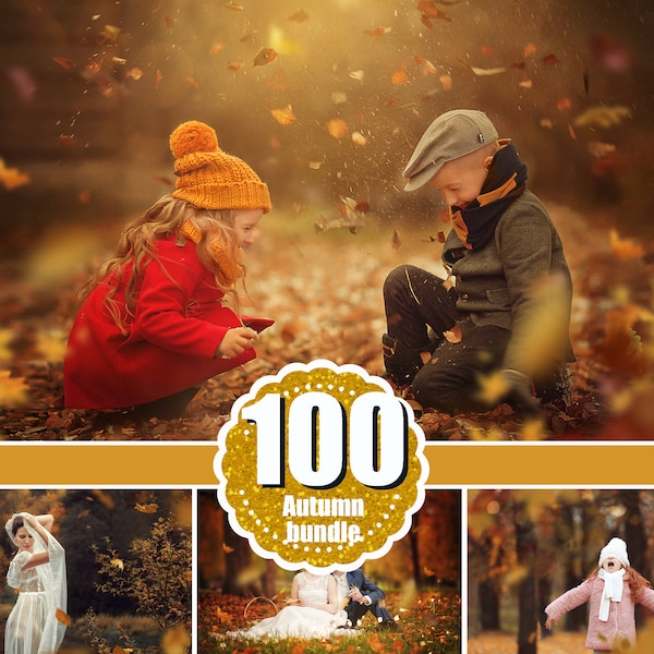 100 Autumn Leaves Overlays, Photoshop Overlay, falling effect, Fall leaves, realistic, natural look, Autumn textures, png jpg file