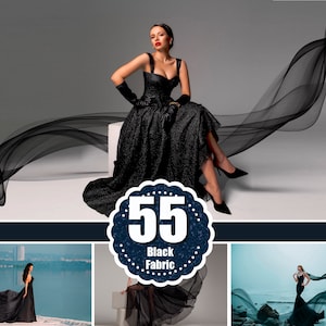 55 Black Flying fabric Photo Overlays, Photoshop Overlay, flowing maternity, silk waving flying satin, wedding, digital backdrop, png