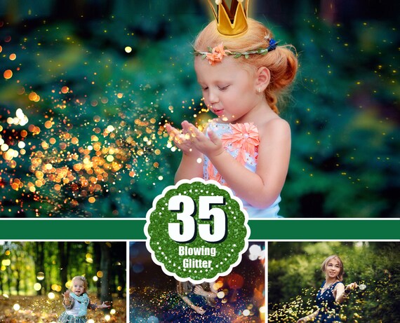 35 Blowing glitter photoshop overlays, confetti photo overlays, bokeh blow magic pixie dust effect, photoshop layer, jpg file