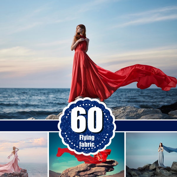 60 Flying fabric dress Photo Overlays, Photoshop Overlay, flowing cloth wave, silk waving flying satin, wedding, digital backdrop png file