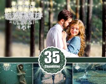 35 Kronleuchter-Overlays, Licht-Overlays, Lampen, Sonnenstrahlen, magisches Feenlicht, Lichteffekte, Photoshop-Overlay, PNG