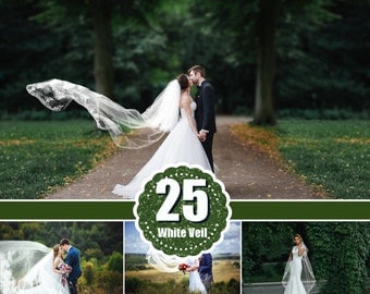 25 wedding veil overlays, Flying fabric overlay, Photoshop Overlay, wedding photo, digital download, dress,  digital backdrop, jpg