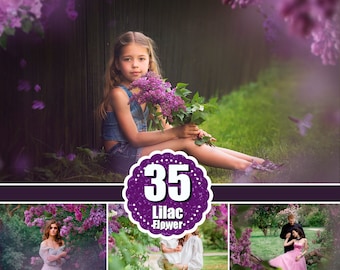 35 flieder Blume Foto Overlays, Fotografieren durch Blume, Blumen gemalt, grün, Frühling, Sommer, Photoshop Overlays, Fotoeditor, png