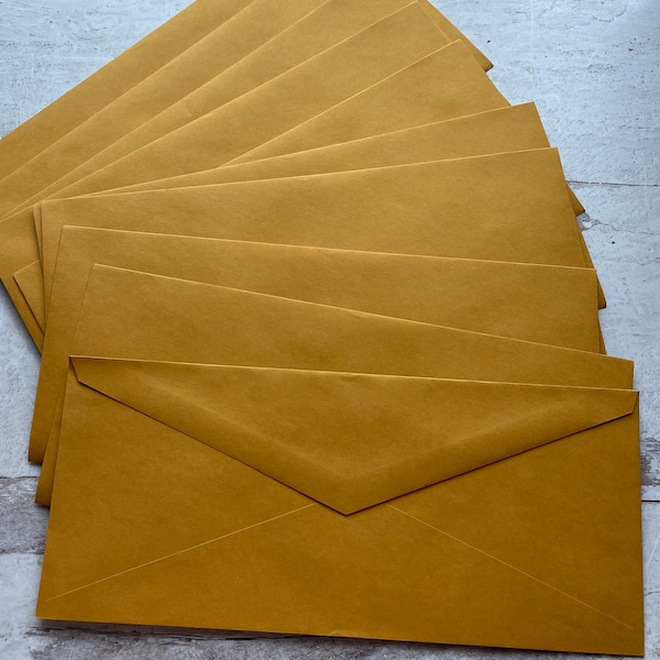 10 manilla or yellow Kraft envelopes "heavy weight" 4.5" x 10 3/8" vintage 1990's office supply for snail mail and junk journals supplies