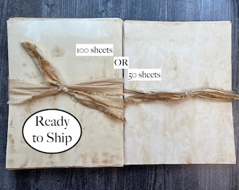 Coffee stained dyed paper 50 OR 100 sheets / pages your choice different shades & types