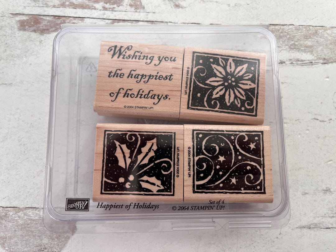 Set of 4 Wood Mounted Rubber Stamps by Stampin' up "happiest of ...