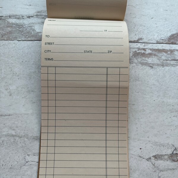 Vintage receipt pad from 1970's with 30 receipts left great vintage style and age for junk journal ephemera, collage, mixed media and more