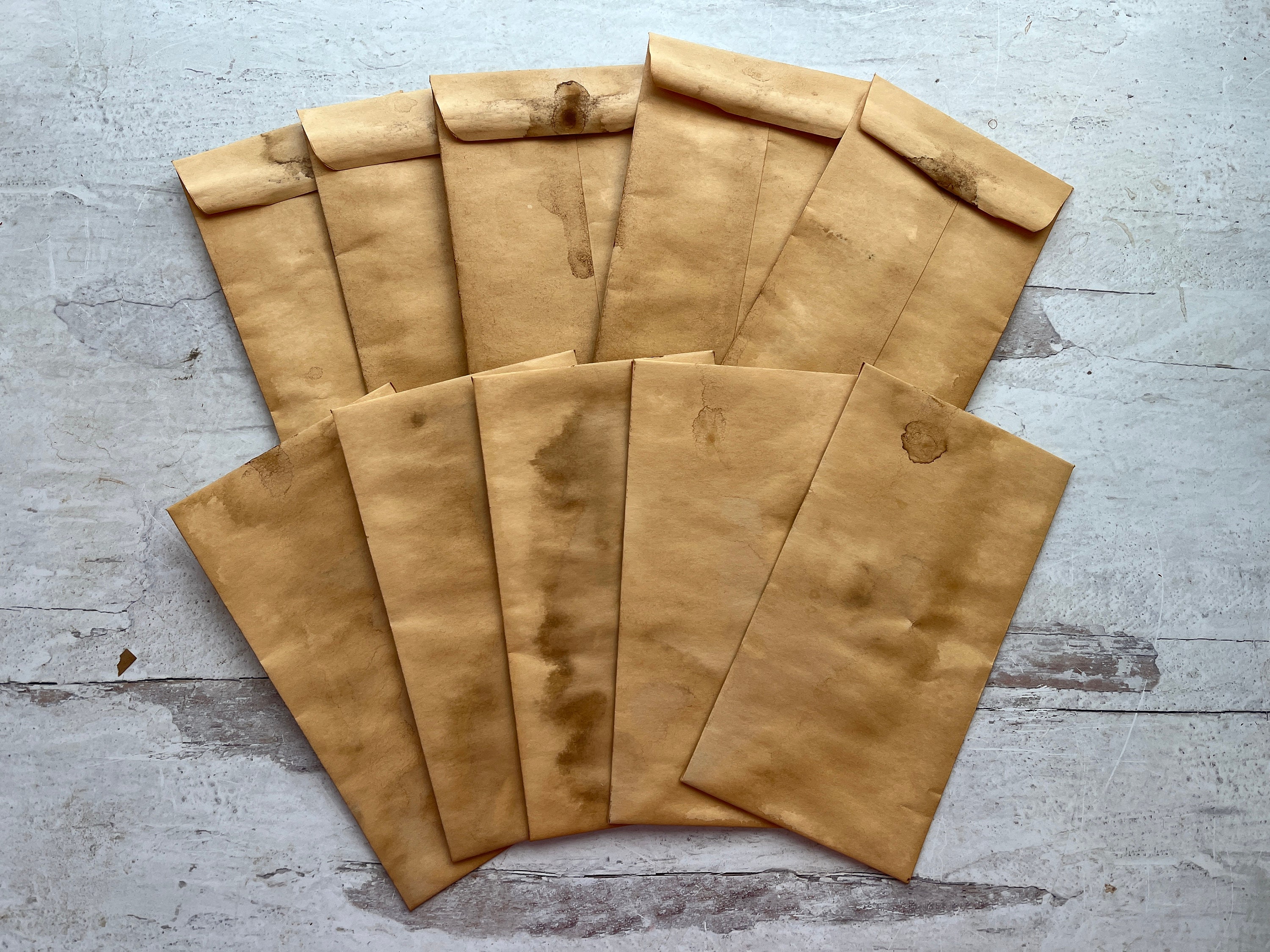 10 Vintage Coffee Dyed Stained Large Coin Envelopes 6.5 Inches Etsy
