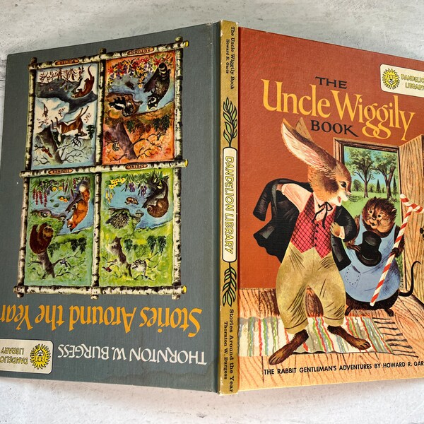 Dandelion Library double sided story book Stories Around the Year and The Uncle Wiggly Book 1955 copyright good used condition 2 books in 1