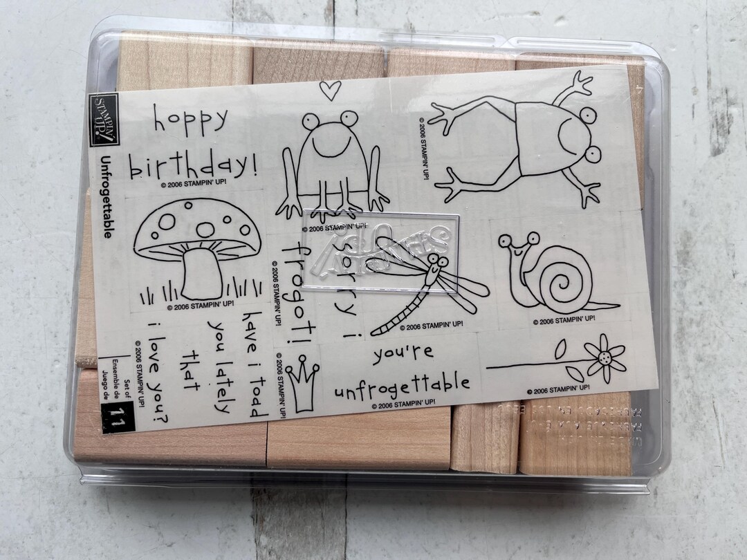 Stampin' up 11 Rubber Stamp Set Frog Themed With Puns Pre-owned Unused ...
