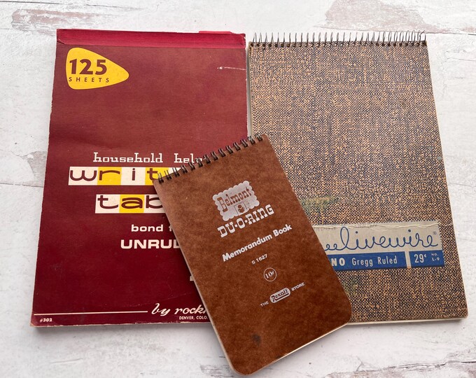 3 Vintage Notepads From the 1960's Aged, Worn, and Some Marks ...