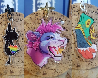 Porte-clés en acrylique : Pride Kitty - Lion - Chaussures à fourrure