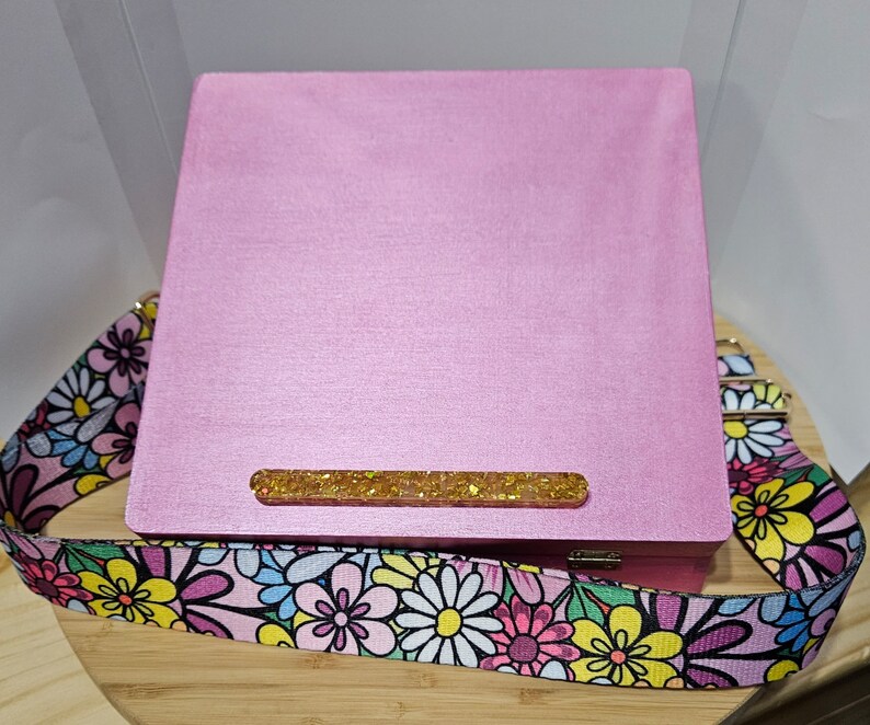 Wooden Artist Box with Strap Pink image 6