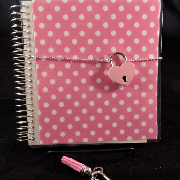 Medium Diary - Polka Dots with Pink Heart Lock