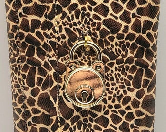 Animal Print Faux Leather Diary with Gold Bear Lock