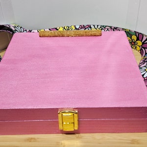 Wooden Artist Box with Strap Pink image 4