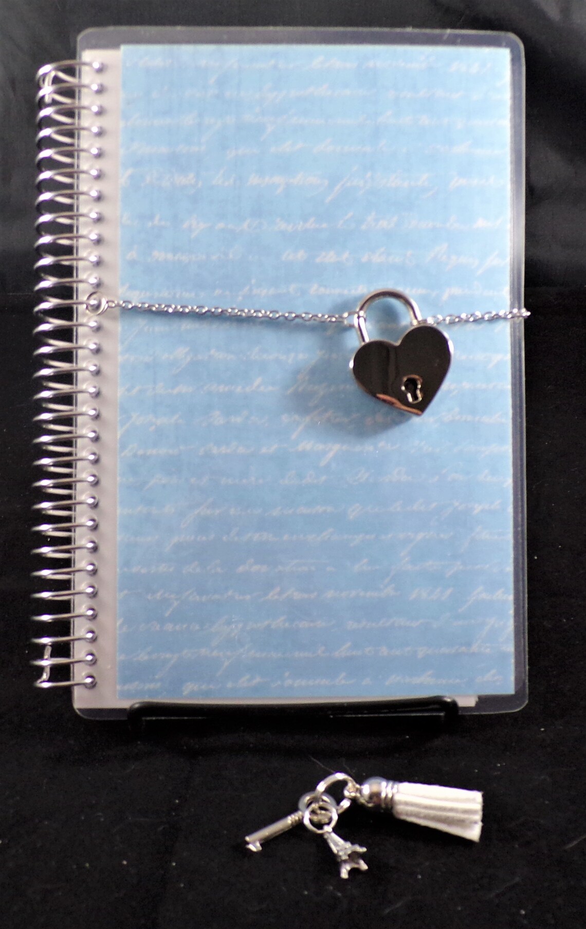 Large Diary Blue With Silver Heart Lock Etsy