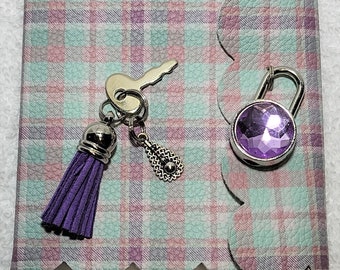 Teal & Purple Plaid with Purple Jewel Lock