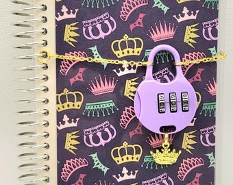 Multi-Colored Crown Diary with Purple Lock