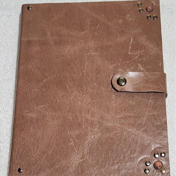 Gran carpeta de cuero y madera de rosa polvorienta