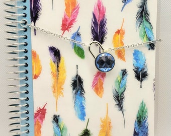 Wild Feathers Blue Diary with Lock