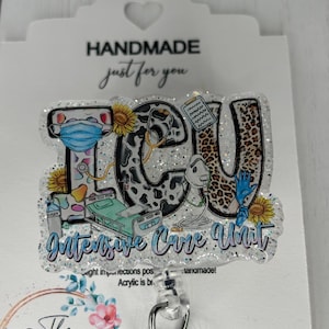 Bobine d&#39;insigne d&#39;hôpital de soins intensifs Medical ICU Nurse Tech | Porte-carte d&#39;identité rétractable | Bobine d&#39;insigne d&#39;infirmière médicale | Cadeau pour lui | Cadeau docteur