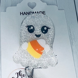 Ghost Boo Candy Corn Halloween Badge Reel | Spooky Badge | Coworker Her Gift | Interchangeable Reel | Fall Badge | Nurse Badge | Retractable