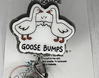 Goose Bumps Silly Goose Funny Fun Reel |  Retractable ID Holder | Nurse Badge Reel | Gift for Her Him | Teacher Badge | Animal Lover
