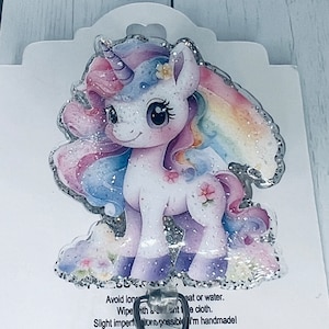 Unicorn horse Rainbow Sparkle Floral cute badge Reel | Retractable ID Holder | LPN RN Nurse Hospital worker | Glitter Sparkle Teacher