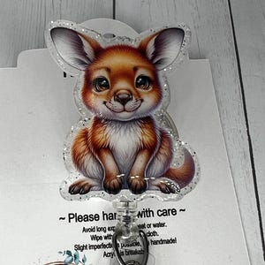 Badge aquarelle technique vétérinaire animal australien kangourou | Porte-carte d'identité rétractable | Insigne médical | Professeur scintillant scintillant | Cadeau pour elle