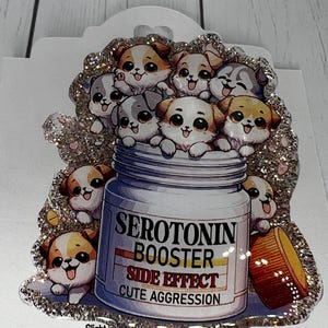 Serotonin Pet Dogs Fun Reel | Retractable ID Holder | Vet Tech | Animal Dog lover | Hospital Worker | Student Nurse | Glitter Badge Reel