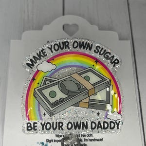 Faites votre propre sucre - Soyez votre propre papa - Bobine tendance argent arc-en-ciel amusante | Porte-carte d'identité rétractable | Travailleur d'hôpital drôle d'infirmière | Bobine de badge scintillant
