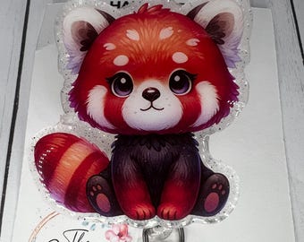 Red Panda Kawaii Cute Badge Topper | Retractable ID Holder | Pediatric Nurse Medical Reel | Vet Tech Medical Badge |  | Gift for Her