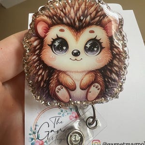 Hedgehog cute adorable Badge Reel | Animal Lover Badge| Retractable ID Holder | Nurse Badge Reel | Gift for Her | Glitter Teacher Badge