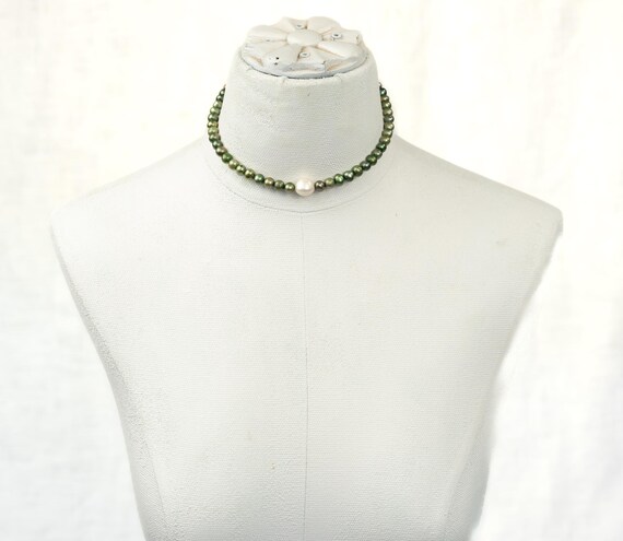 Tiana Inspired Green Freshwater Pearl Necklace