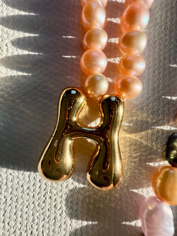 Funky Freshwater Pearl and Gold Filled Initial Necklace