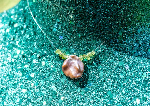 Starfall Floating Freshwater Pearl Necklace with Seaglass Pieces