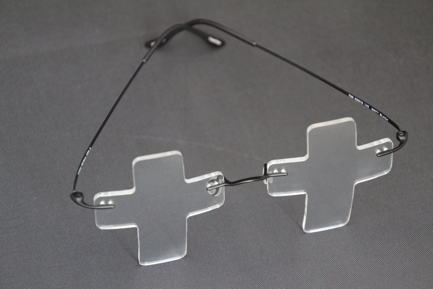 Cross Shaped Clear Eyeglasses Lenses in a Black Memory Metal Etsy