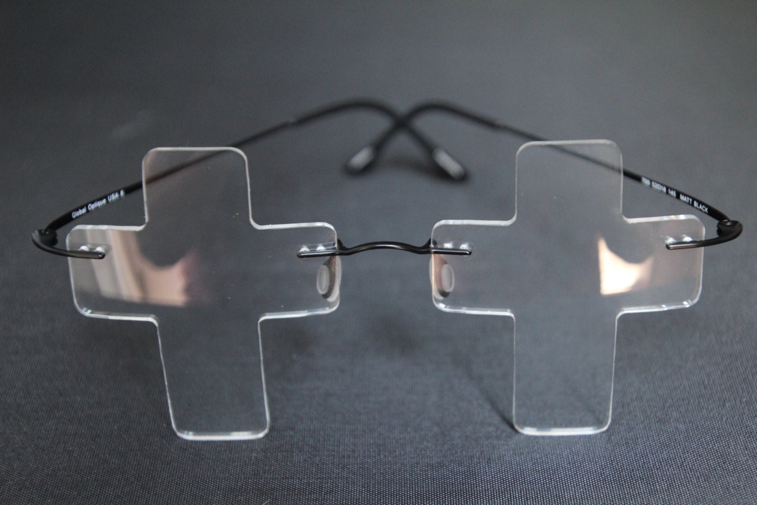 Cross Shaped Clear Eyeglasses Lenses in a Black Memory Metal Etsy