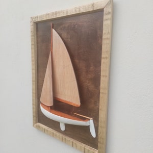Half hull model sailboat, handmade wooden sailing boat,
