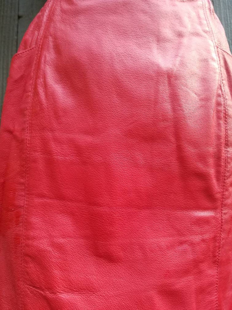 Red leather skirt