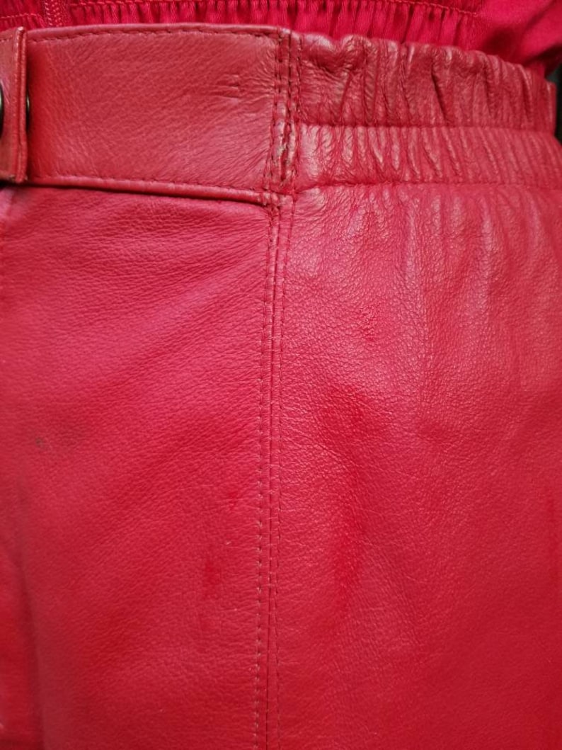 Red leather skirt