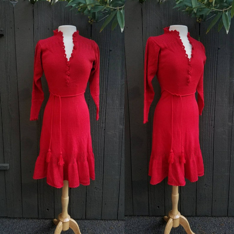red dress with ruffle bottom
