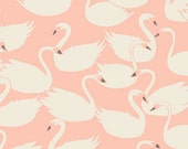 Swanlings Bevy in Peach. Hello, Ollie. Bonnie Christine. Art Gallery Fabric. Organic. Fabric by the Yard. Swans. Pink Fabric. Quilting.
