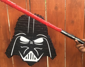 Darth Vader Piñata and lightsaber piñata stick Set, Star Wars piñata, Star Wars Birthday, Darth Vader birthday decorations, Star Wars Party