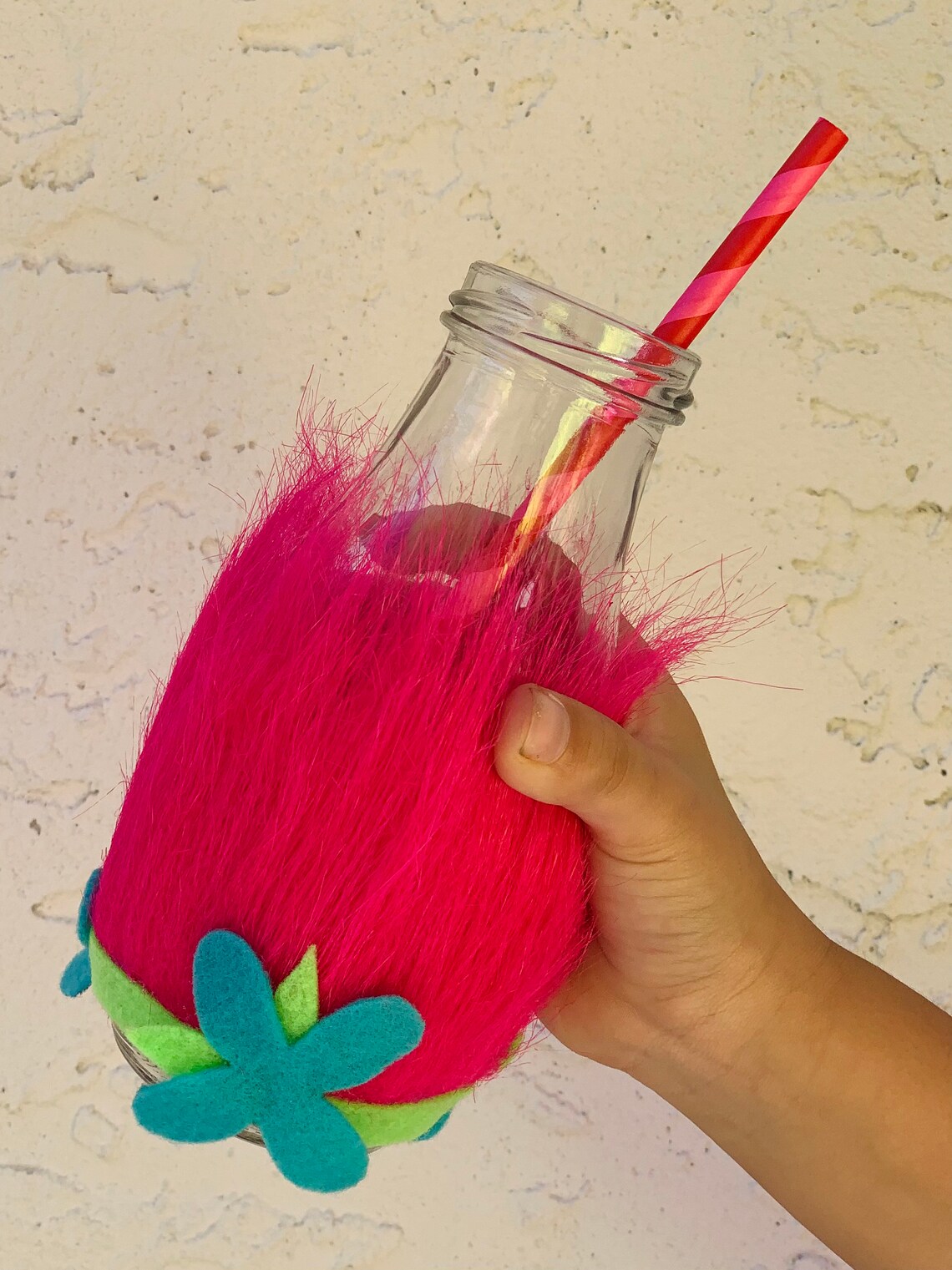 Set of Six Trolls Movie/poppy Inspired Glass Milk Bottles Etsy