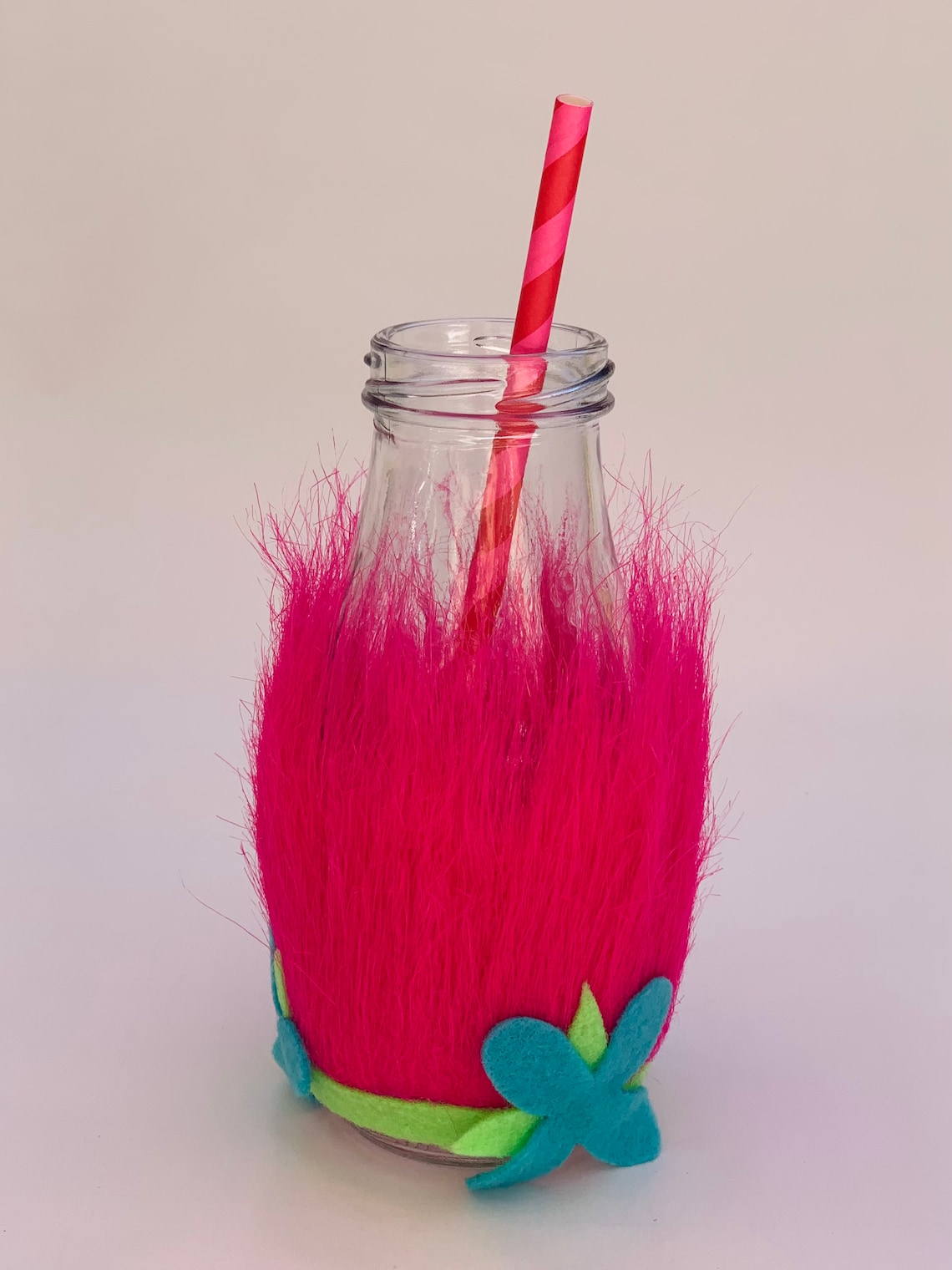 Set of Six Trolls Movie/poppy Inspired Glass Milk Bottles Etsy